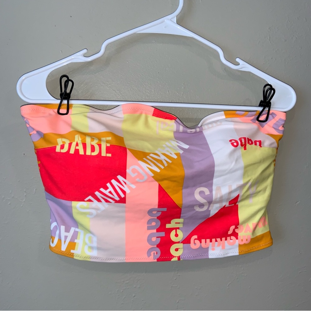 Aerie making waves colorblock bikini top bandeau XL